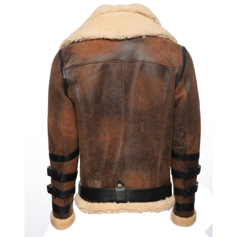 Richard’s Vintage Distressed Brown Shearling Aviator Bomber Jacket