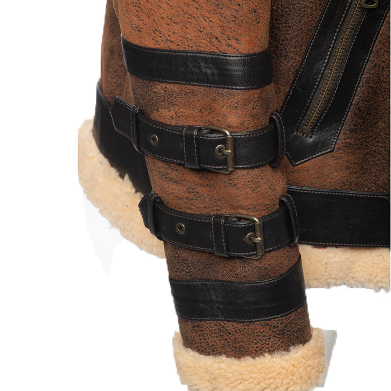 Richard’s Vintage Distressed Brown Shearling Aviator Bomber Jacket