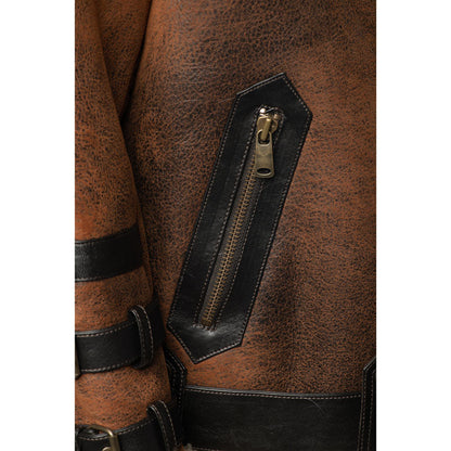 Richard’s Vintage Distressed Brown Shearling Aviator Bomber Jacket