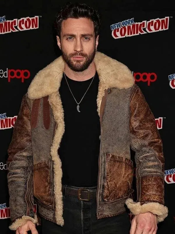 Aaron Taylor-Johnson Comic Con Shearling Jacket