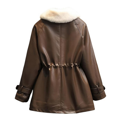 Women’s Auburn Genuine Sheepskin Sherpa Shearling Faux Fur Lined Fashion Winter Leather Jacket