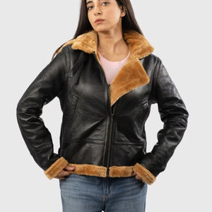 Women’s Shearling Hooded Bomber Jacket