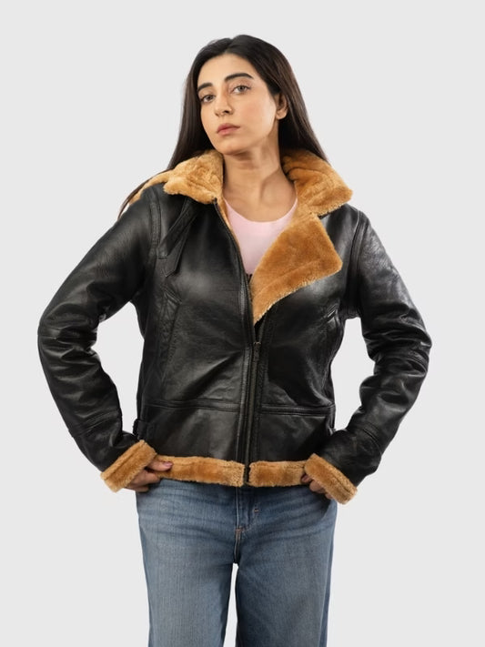 Women’s Shearling Hooded Bomber Jacket