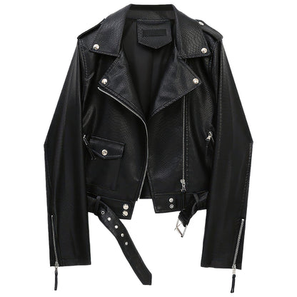 Women’s Black Biker Genuine Sheepskin Leather Jacket