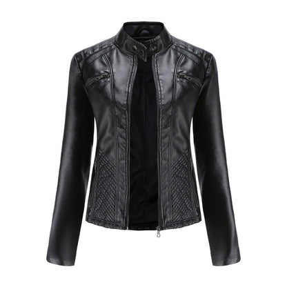 Black Leather Biker Jacket for Women