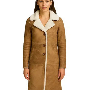 Alina Brown Leather Shearling Coat