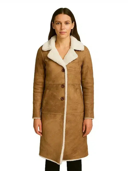 Alina Brown Leather Shearling Coat