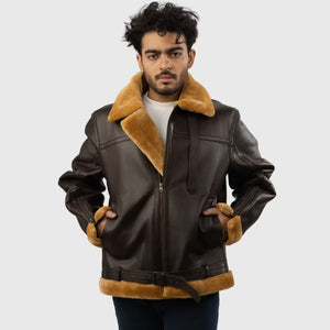 Men’s Flying Sheepskin Shearling Bomber Jacket