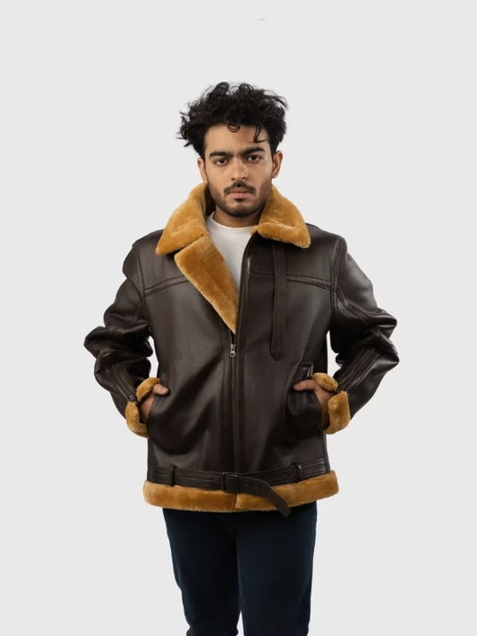 Men’s Flying Sheepskin Shearling Bomber Jacket