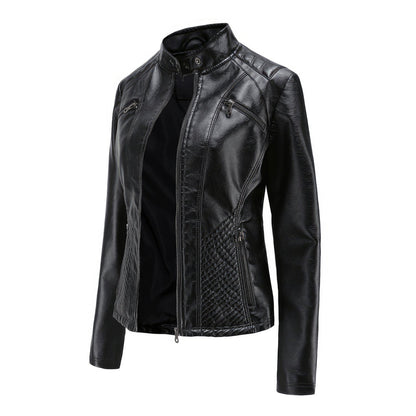 Black Leather Biker Jacket for Women