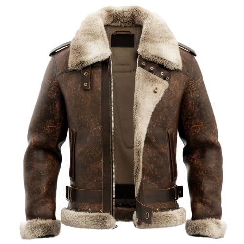 Men’s Distressed Sheepskin Shearling B3 Bomber Jacket – Arha Luxe