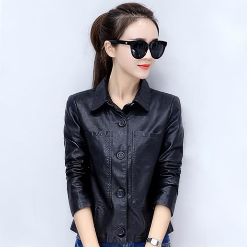 Women’s Black Quilted Sheepskin Biker Jacket with Faux Fur Hood – Arna Luxe