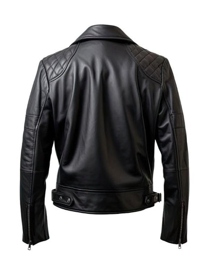 Men’s Black Sheepskin Diamond Quilted Moto Leather Jacket | ArnaLuxe