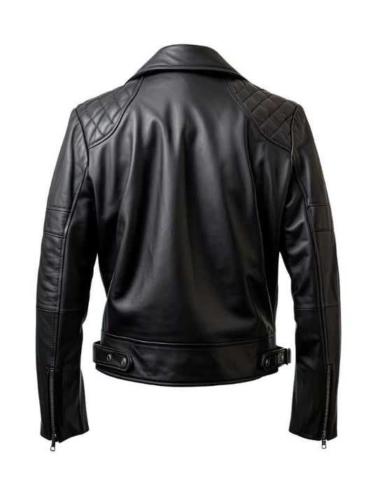 Men’s Black Sheepskin Diamond Quilted Moto Leather Jacket | ArnaLuxe
