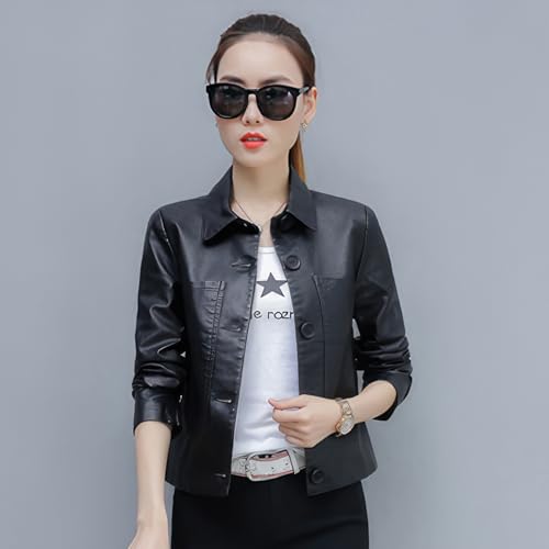 Women’s Black Quilted Sheepskin Biker Jacket with Faux Fur Hood – Arna Luxe