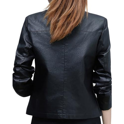 Women’s Black Quilted Sheepskin Biker Jacket with Faux Fur Hood – Arna Luxe