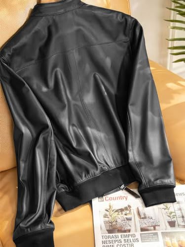 Women’s Black Sheepskin Oversized Baseball Bomber Leather Jacket – Arna Luxe