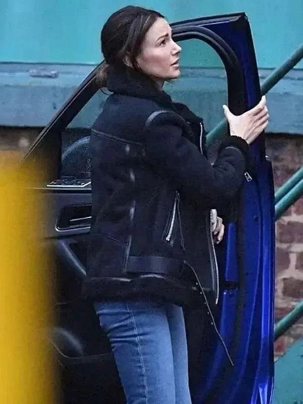 Michelle Keegan Fool Me Once Black Shearling Leather Jacket