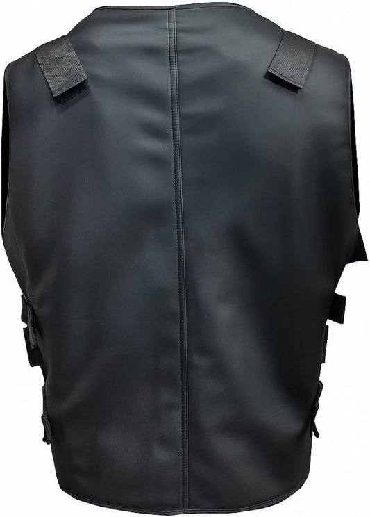 Men's Punishar Season 2 Skull Frank Castle Motorcycle Black Real Leather Vest Cosplay Costume-Gift For Him