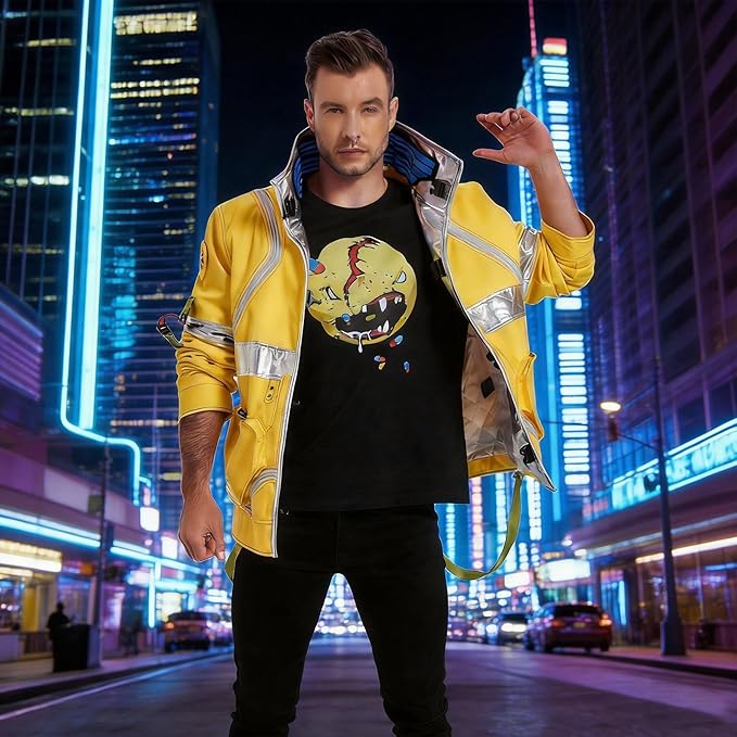 Unisex Edgerunner David Martinez Cosplay Jacket - Glowing Collar Cyberpunk Style