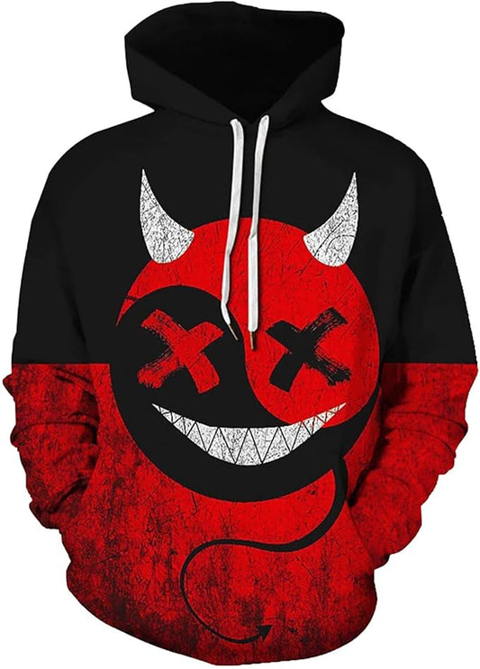 Men's Possessed Grin Hoodie - All-Over Halloween Print