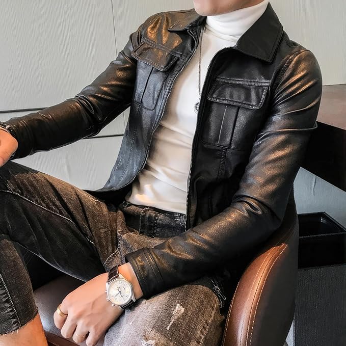 Men’s Black Lambskin Biker Jacket – ArnaLuxe