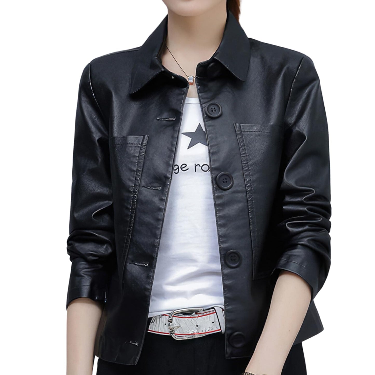 Women’s Black Quilted Sheepskin Biker Jacket with Faux Fur Hood – Arna Luxe