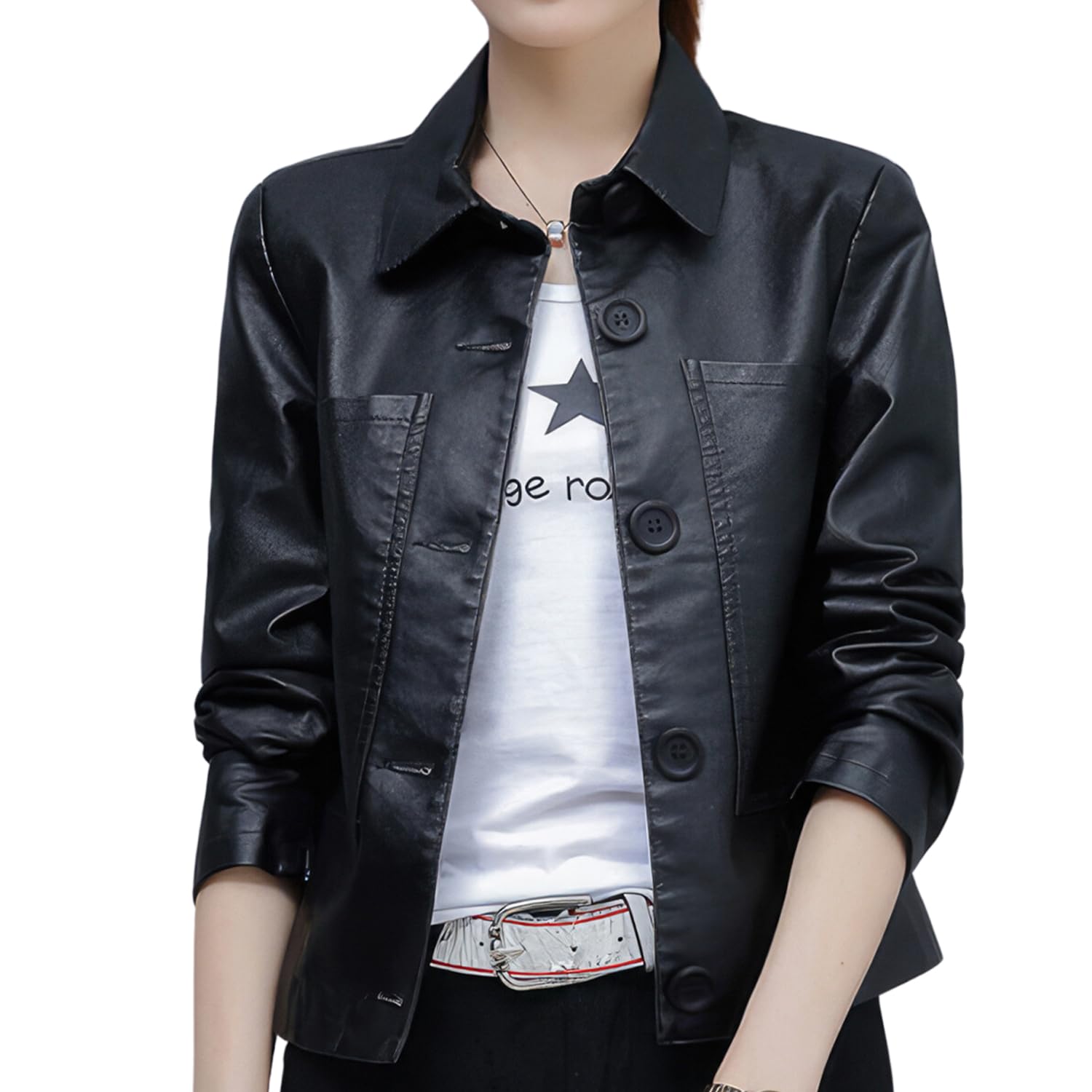 Women’s Black Quilted Sheepskin Biker Jacket with Faux Fur Hood – Arna Luxe