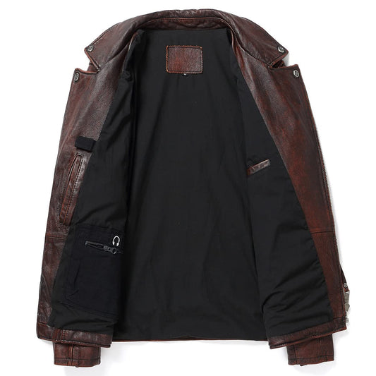 Men’s Vintage Brown Brando Biker Leather Jacket | ArnaLuxe