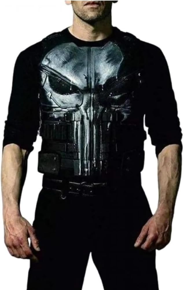 Men's Punishar Season 2 Skull Frank Castle Motorcycle Black Real Leather Vest Cosplay Costume-Gift For Him