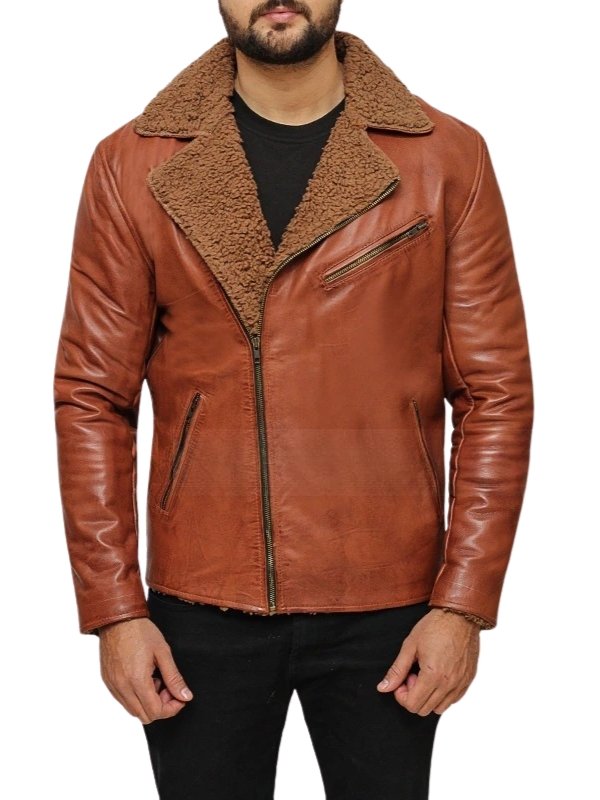 Mens Brown Leather Shearling Jacket