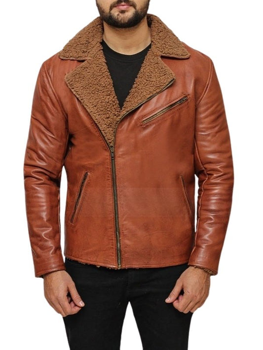 Mens Brown Leather Shearling Jacket