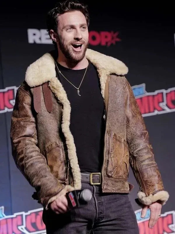 Aaron Taylor-Johnson Comic Con Shearling Jacket