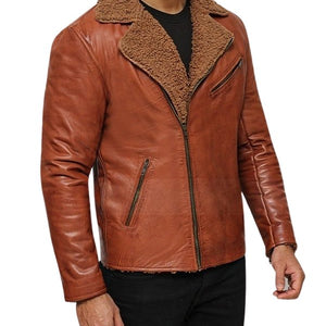 Mens Brown Leather Shearling Jacket