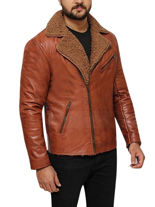 Mens Brown Leather Shearling Jacket