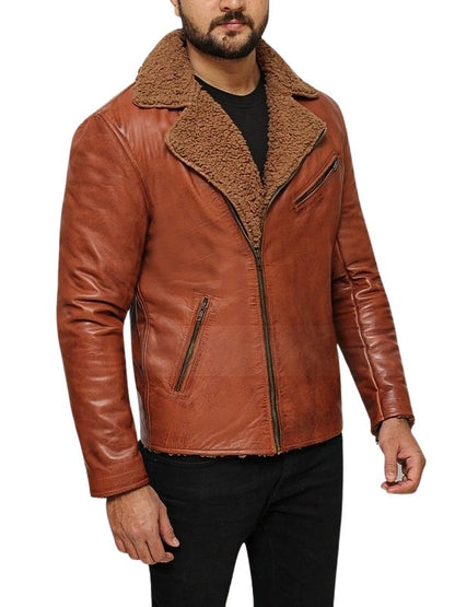 Mens Brown Leather Shearling Jacket