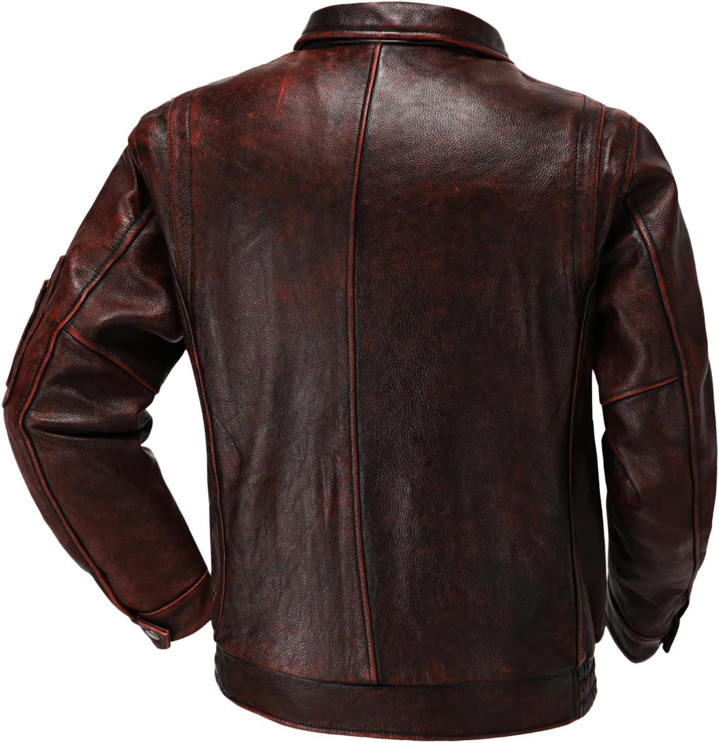 Men’s Distressed Red Cowhide Aviator Bomber Jacket – Arna Luxe