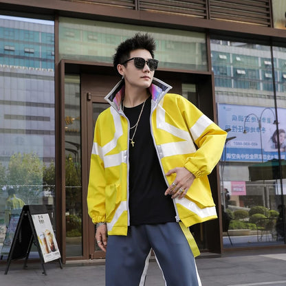 SHOWADAY Cyberpunk Jacket Streetwear Fashion Coat Edge Runner David Sweatshirt Cosplay Coat
