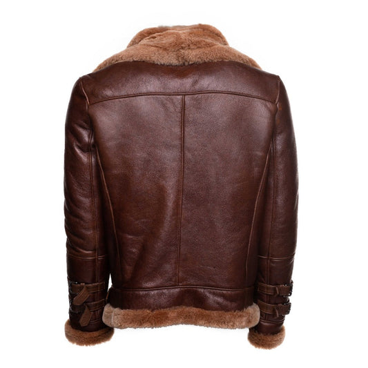 Phan’s Brown Aviator Shearling Bomber Jacket with Waist Belt
