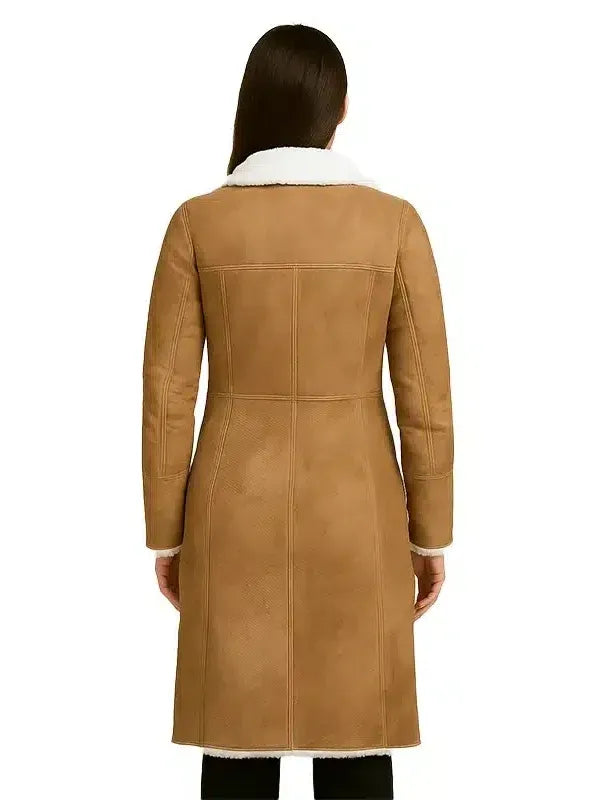 Alina Brown Leather Shearling Coat