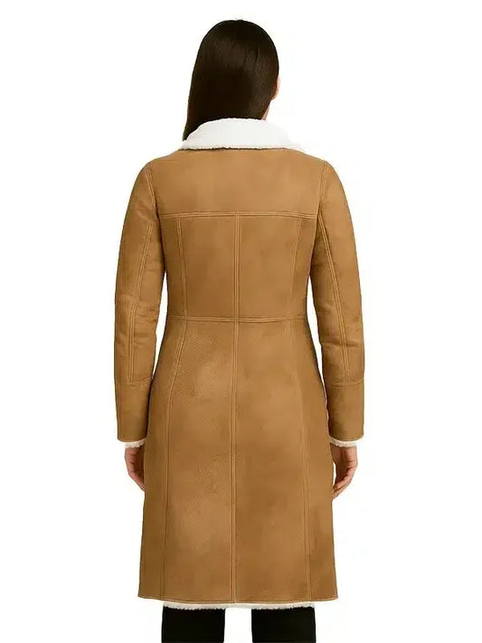 Alina Brown Leather Shearling Coat