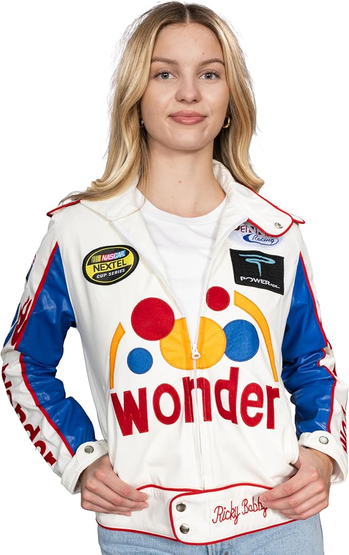 Ricky Bobby Wonder Bread Jacket – Talladega Nights Halloween Costume Faux Leather Racing Outfit