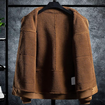 Men's Vintage Distressed Brown Bomber Aviator Genuine Sheepskin Sherpa Shearling Leather Jacket