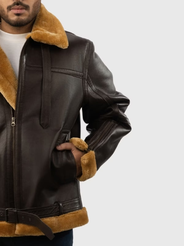 Men’s Flying Sheepskin Shearling Bomber Jacket