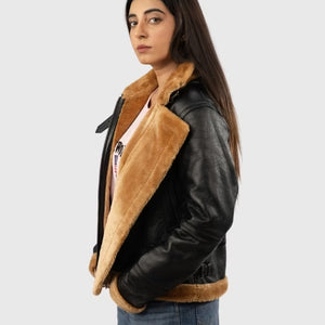 Women’s Shearling Hooded Bomber Jacket