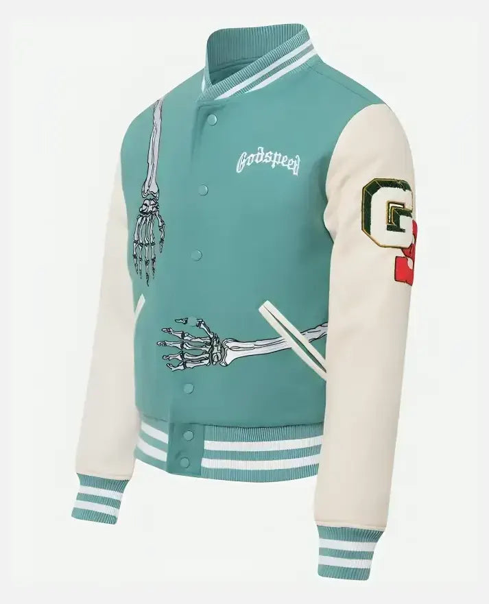 Men's Rod Godspeed Skull Mint Varsity Jacket