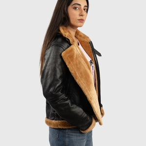 Women’s Shearling Hooded Bomber Jacket