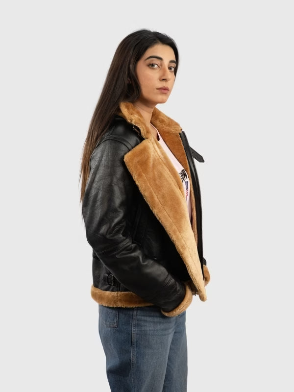 Women’s Shearling Hooded Bomber Jacket