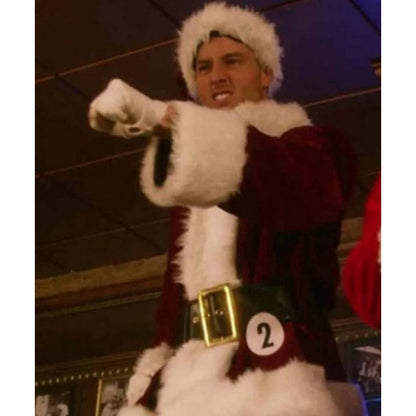 woman wearing Ty Swindel red fleece jacket inspired by A Bad Moms Christmas