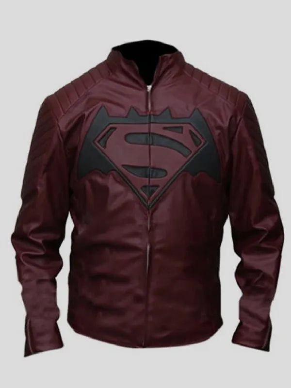 Batman vs Superman Dawn of Justice maroon leather jacket for men